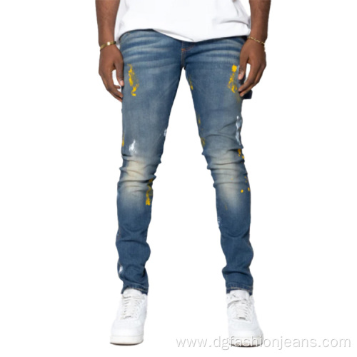 Distressed Splash Ink Skinny Jeans